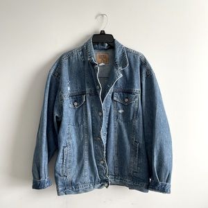 Oversized Gap Distressed Denim Jacket